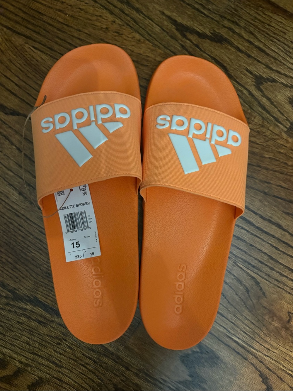 Men’s size 15 Orange Adidas Slides
